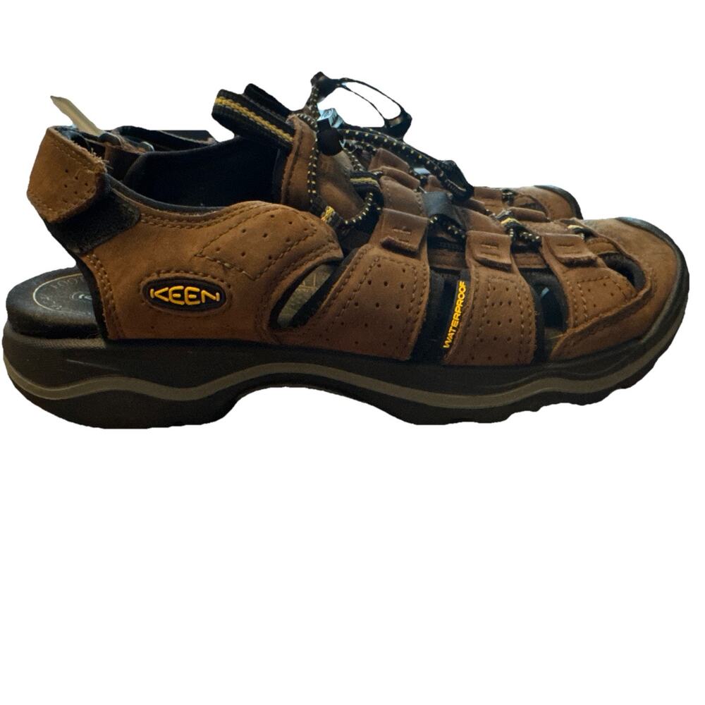 KEEN Rialto Waterproof Leather Sandals Mens Sz 9 Brown Fisherman Hiking USA Made